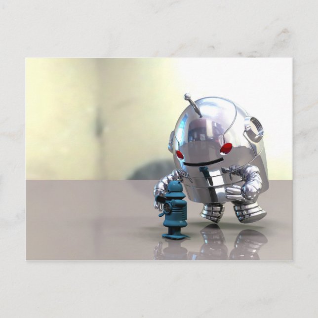 Jo Bot VS Little Blue Bot Postcard Postkarte (Vorderseite)