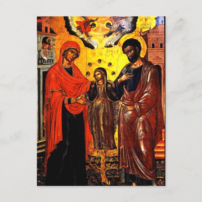 Joachim, Anna und Theotokos von Emmanuel Tzanes Postkarte (Vorderseite)