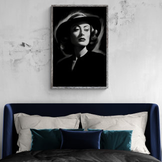 Joan Crawford Noir, Schwarz-Weiß-Druckplakat Poster