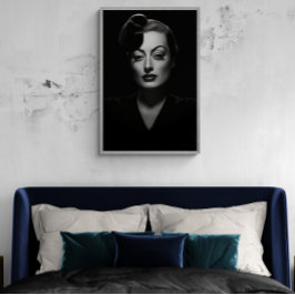 Joan Crawford schwarz-weiß, altes Vintage-Poster Poster