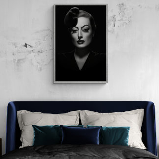Joan Crawford schwarz-weiß, altes Vintage-Poster Poster
