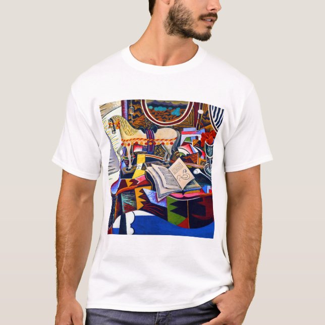 Joan Miro Horse Pipe und Rote Blume T-Shirt (Vorderseite)