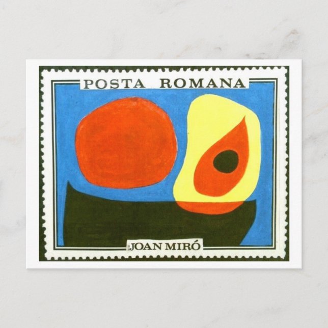 Joan Miro Vintag Briefmarke Design Postkarte (Vorderseite)