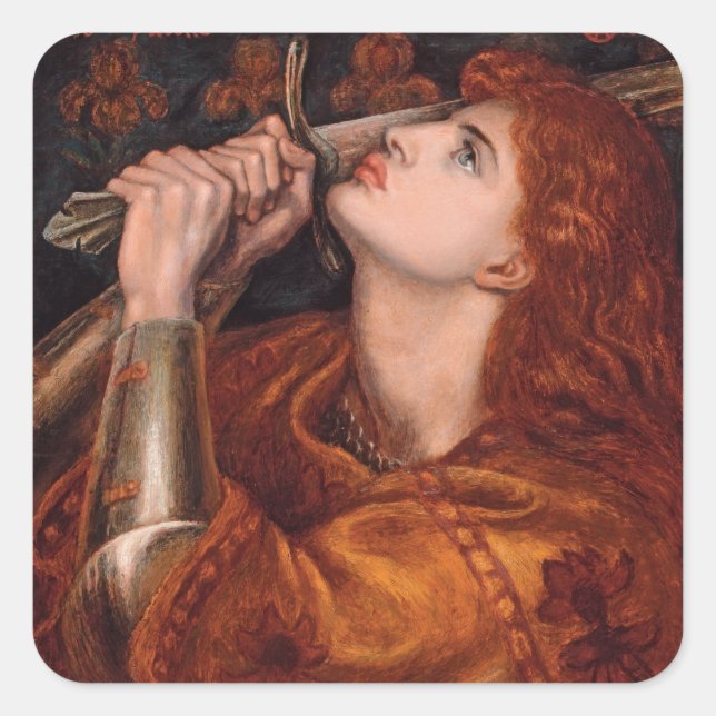 Joan of Arc, c. 1882 von Dante Gabriel Rossetti Quadratischer Aufkleber (Vorderseite)