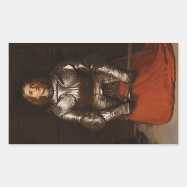 Joan of Arc (von John Everett Millais) Rechteckiger Aufkleber (Vorderseite)