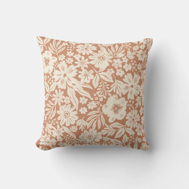 Joanie Terracotta Floral Pillow Kissen (Vorderseite)