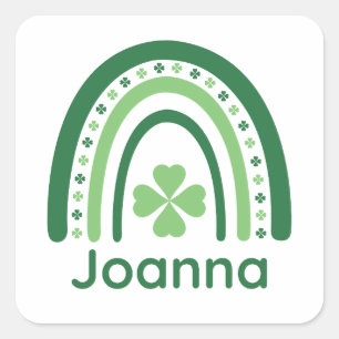 Joanna Name Klee Boho Regenbogen Quadratischer Aufkleber