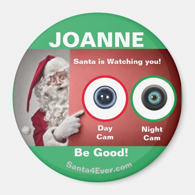 JOANNE Santa beobachtet Sie! Tag und Nacht Magnet (Vorne)