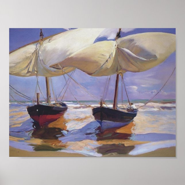 Joaquín Sorolla - Angezogene Boote Poster (Vorne)
