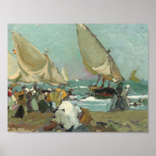 Joaquin Sorolla - Boote am Strand von Valencia Poster