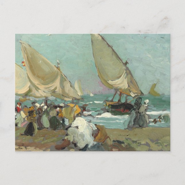 Joaquin Sorolla - Boote am Strand von Valencia Postkarte (Vorderseite)