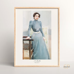 Joaquín Sorolla Clotilde in einem grauen Kleid Bil Poster