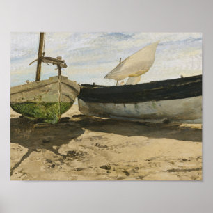 Joaquin Sorolla - Fischerboote am Strand Poster