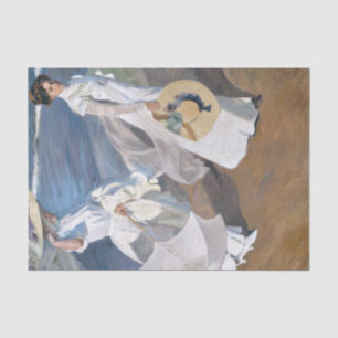 Joaquin Sorolla - Frauen laufen am Strand Seidenpapier