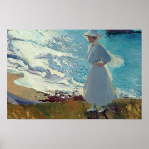 Joaquin Sorolla - Maria am Strand von Biarritz Poster