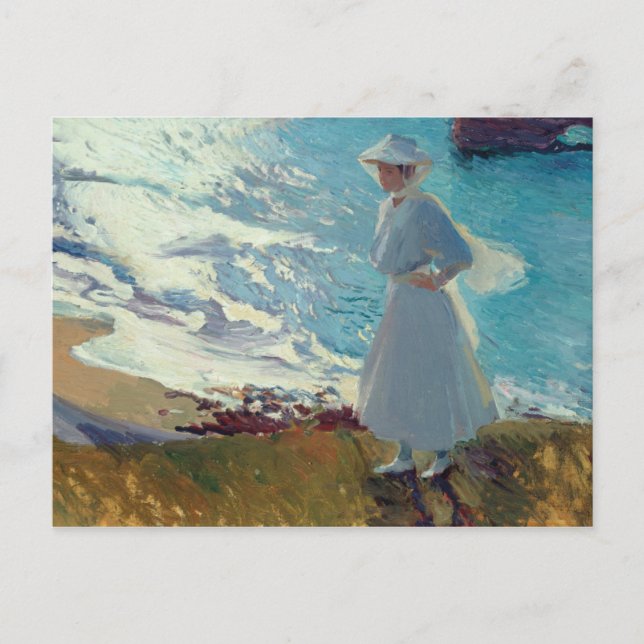 Joaquin Sorolla - Maria am Strand von Biarritz Postkarte (Vorderseite)