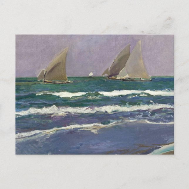 Joaquin Sorolla - Segel im Meer Postkarte (Vorderseite)