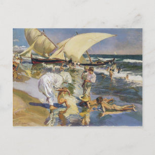 Joaquín Sorolla- Valencia beach in morning light Postkarte