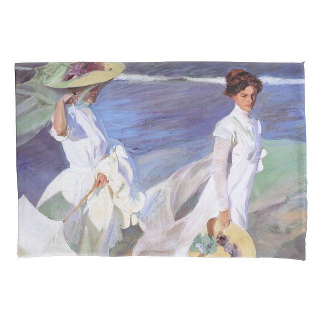 Joaquin Sorolla Women Walking Beach Kissenbezug (Vorderseite)