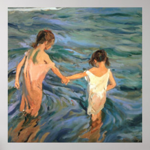 Joaquín Sorolla y Bastida Kinder im Meer Poster