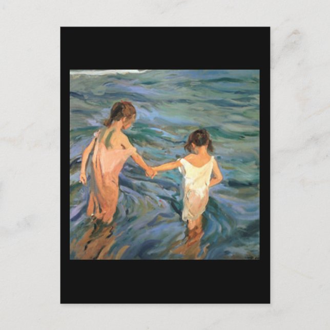 Joaquín Sorolla y Bastida Kinder im Meer Postkarte (Vorderseite)