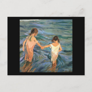 Joaquín Sorolla y Bastida Kinder im Meer Postkarte