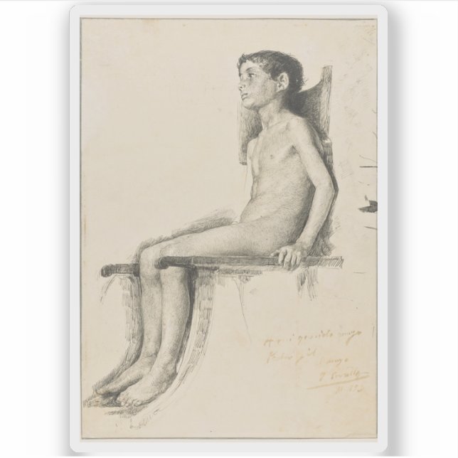 Joaquín Sorolla y Bastida - Studie eines sitzenden Aufkleber (Vorderseite)