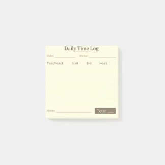 Job Time Log Notepad – Work Hours Tracker Post-it Klebezettel