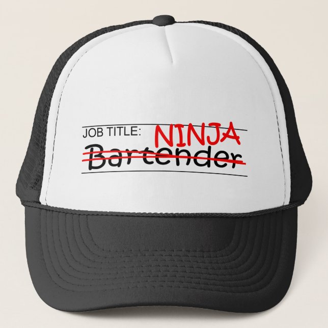 Job-Titel Ninja Barkeeper Truckerkappe (Vorderseite)