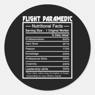 Job Title Worker Nutrition Facts Flight Paramedic Runder Aufkleber