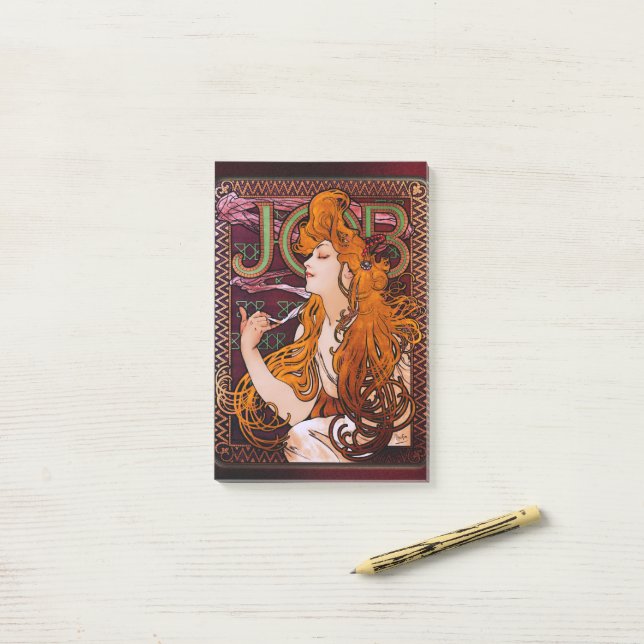 JOB von Alphonse Mucha Post-it Klebezettel (Auf Schreibtisch)