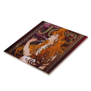 JOB von Alphonse Mucha Vintages Jugendstil-Kunstwe Fliese