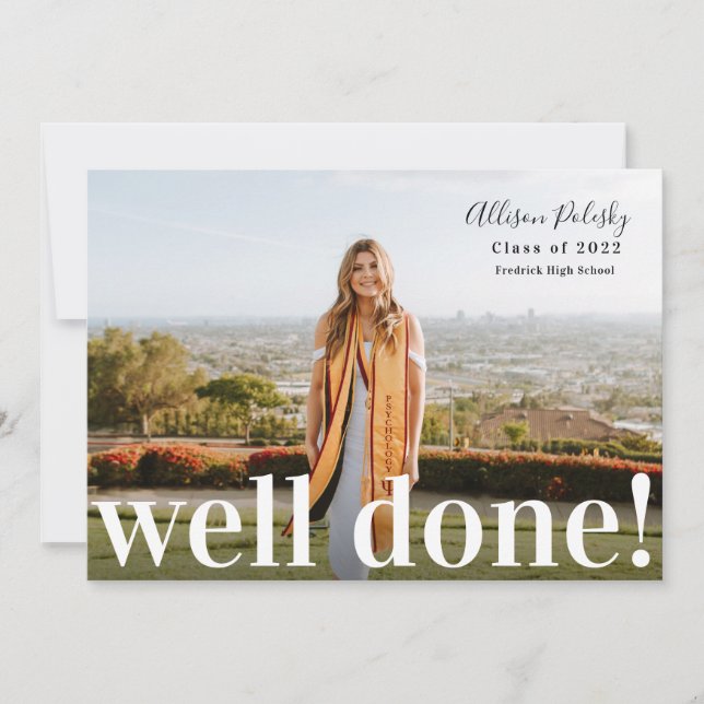 Job Well Done Abschluss Foto Class 2022 Ankündigung (Vorderseite)