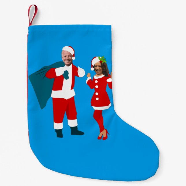 jobiden santa kamala harris blauer Weihnachtsweih Kleiner Weihnachtsstrumpf (Vorderseite)