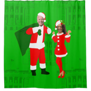 jobiden santa kamala harris christmas duschvorhang