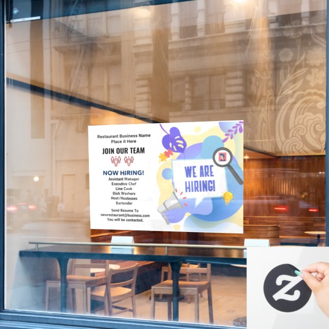 Jobs Jetzt einstellen Mitglied in unserem Team Cus Fensteraufkleber (Café-Fenster)