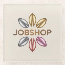 JobShop Gold Flower Logo Glasuntersetzer