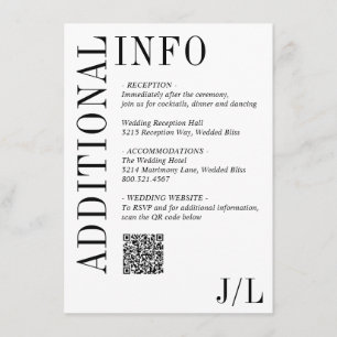 Jocelyn Black and White Modern Wedding Begleitkarte