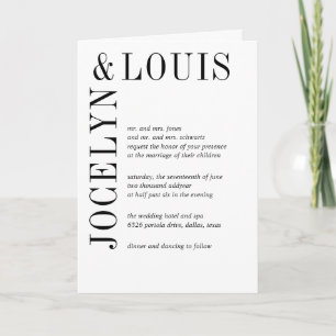 Jocelyn Black and White Modern Wedding Einladung