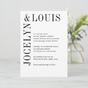 Jocelyn Black and White Modern Wedding Einladung