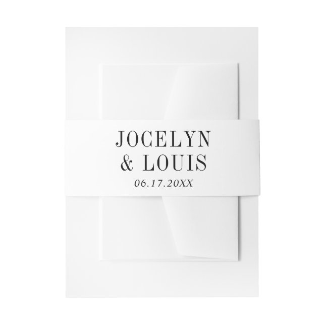 Jocelyn Black and White Modern Wedding Einladungsbanderole (Vorderseite Beispiel)