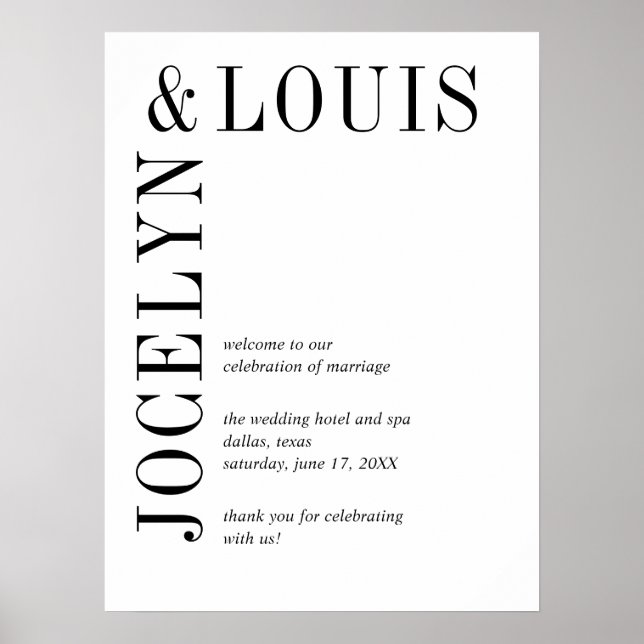 Jocelyn Black and White Modern Wedding Poster (Vorne)