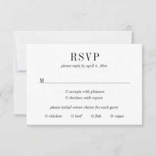 Jocelyn Black and White Modern Wedding RSVP Karte