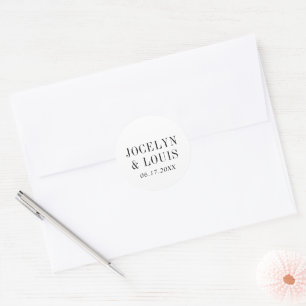Jocelyn Black and White Modern Wedding Runder Aufkleber
