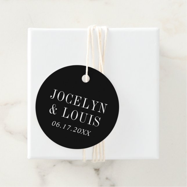 Jocelyn Black Modern Wedding Geschenkanhänger (Beispiel)