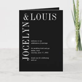 Jocelyn Black Modern Wedding Programm