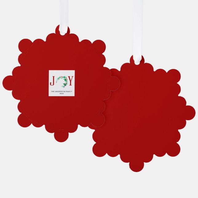 JoChristmas 4 Foto Collage Familienbild Ornament Karte (Vorderseite/Rückseite)