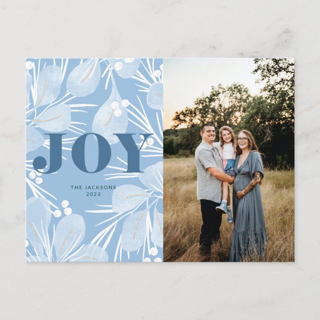 JoChristmas Design Blue Feiertagspostkarte (Vorderseite)