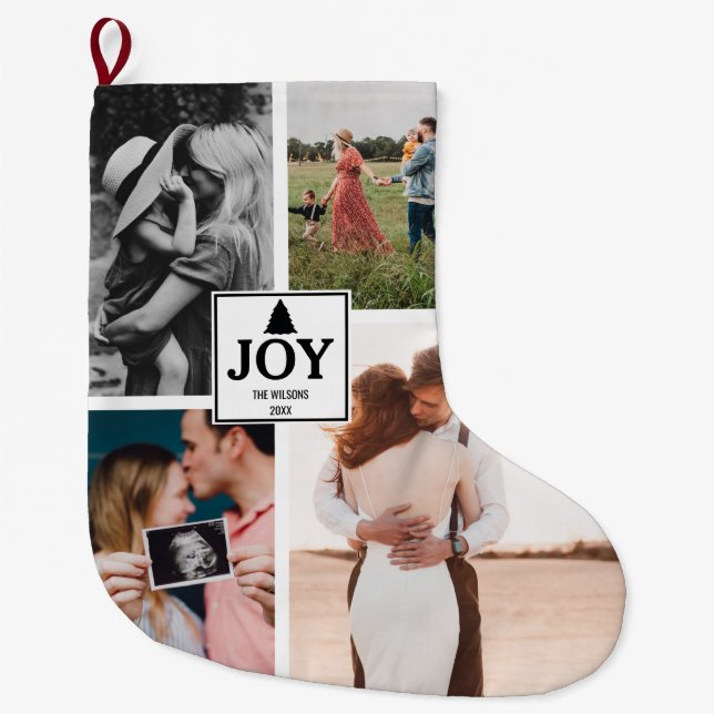 JoChristmas Familie Foto Collage Xmas Großer Weihnachtsstrumpf (Vorderseite)