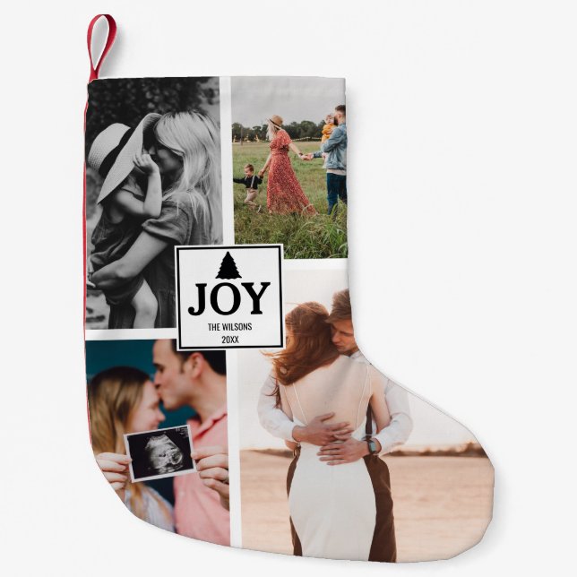 JoChristmas Familie Foto Collage Xmas Kleiner Weihnachtsstrumpf (Vorderseite)